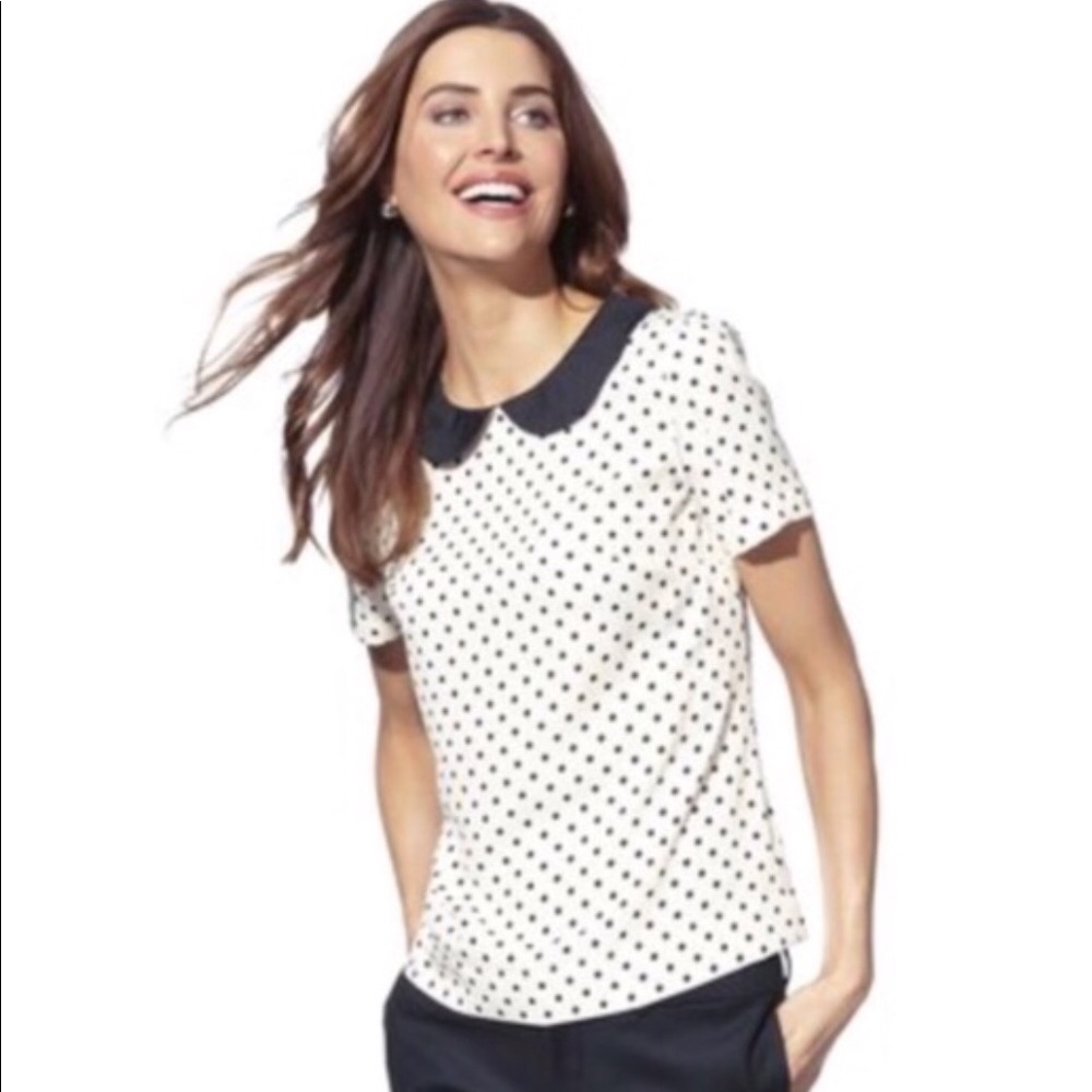 Peter Pan collar polka dot top
